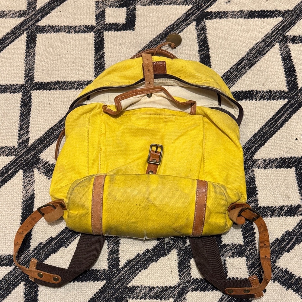 Will Leather Goods Yellow Backpack with Brown Straps